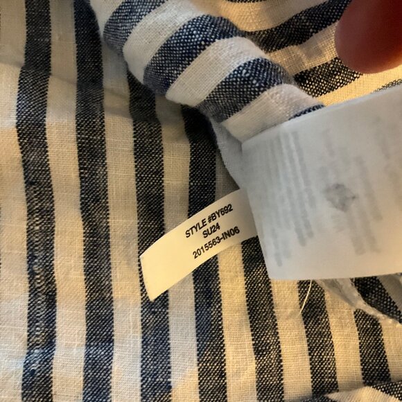 J.Crew Womens XS Relaxed Fit Blue & White Striped Linen Button-Up Shirt coastal - Picture 5 of 8